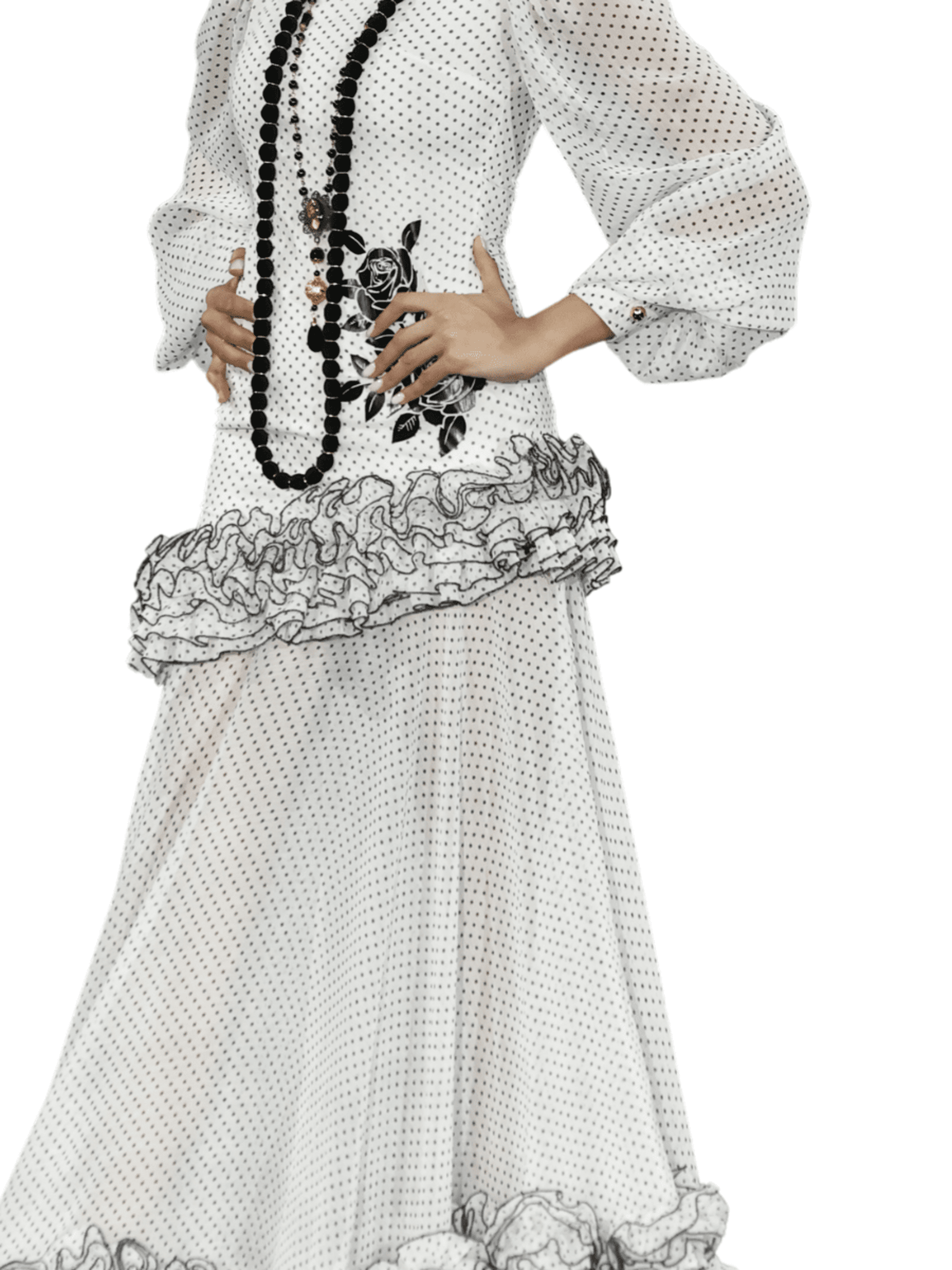 VESTIDO DE GASA CON LUNAR NEGRO - 2