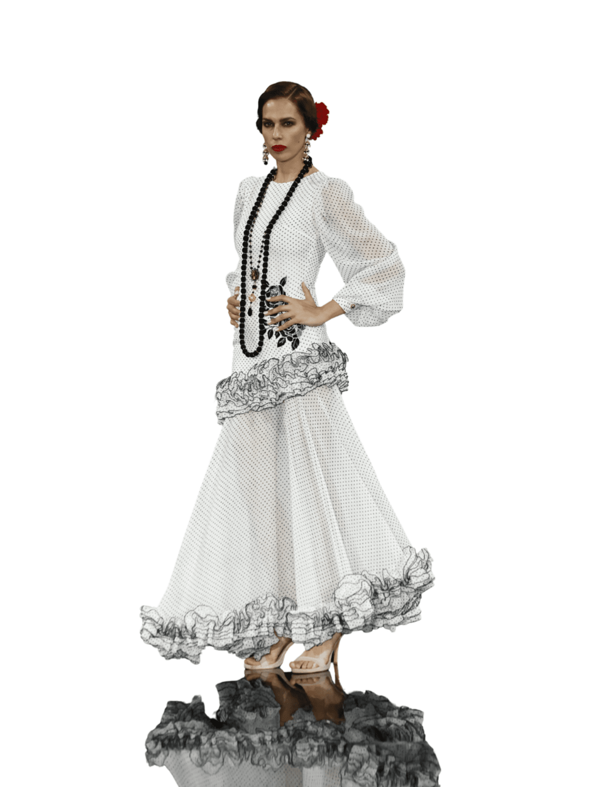 VESTIDO DE GASA CON LUNAR NEGRO - 1