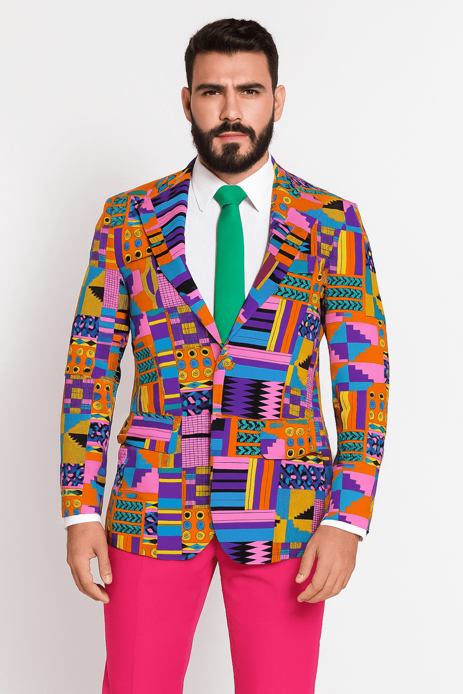 CHAQUETA DE TRAJE CLASSIC FIT ESTAMPADA - 1
