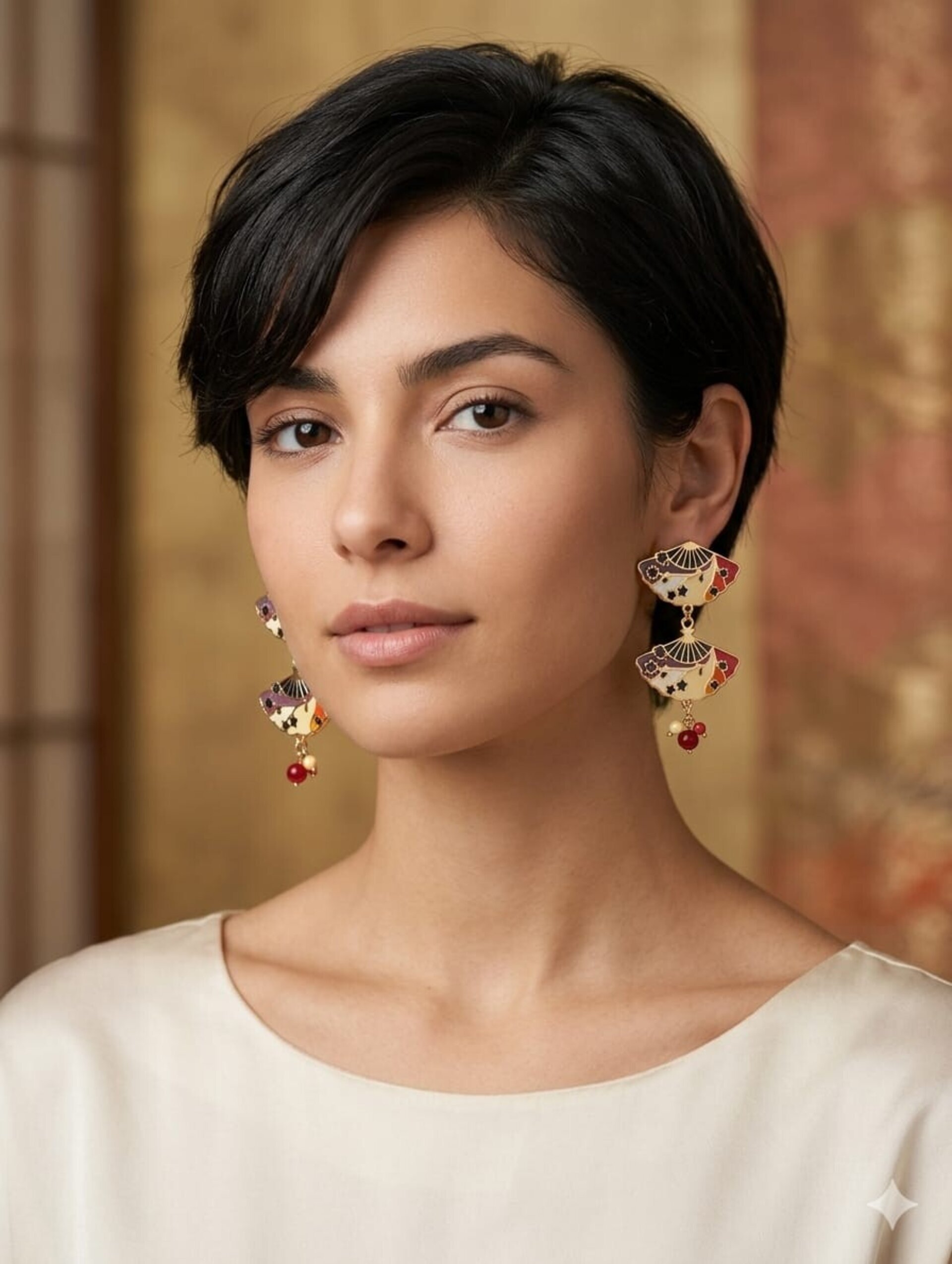 PENDIENTE ESMALTADO ABANICO - 2