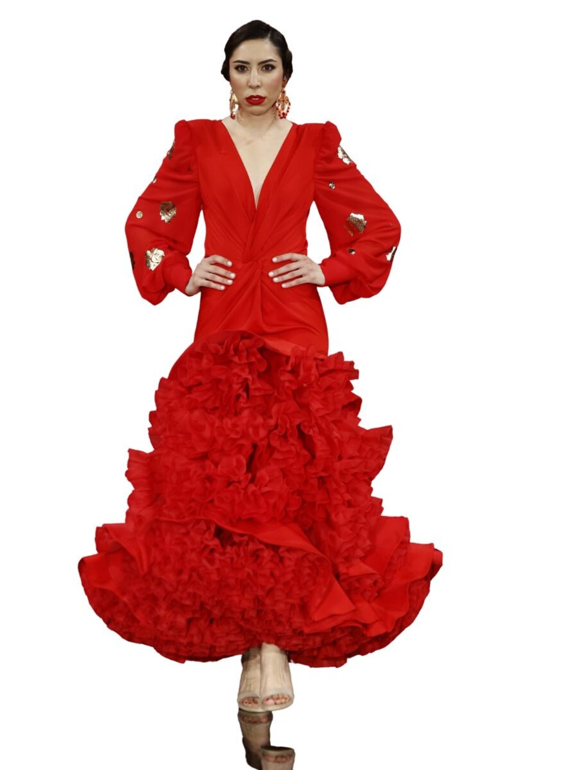 VESTIDO ROJO MANGAS GASA - 1