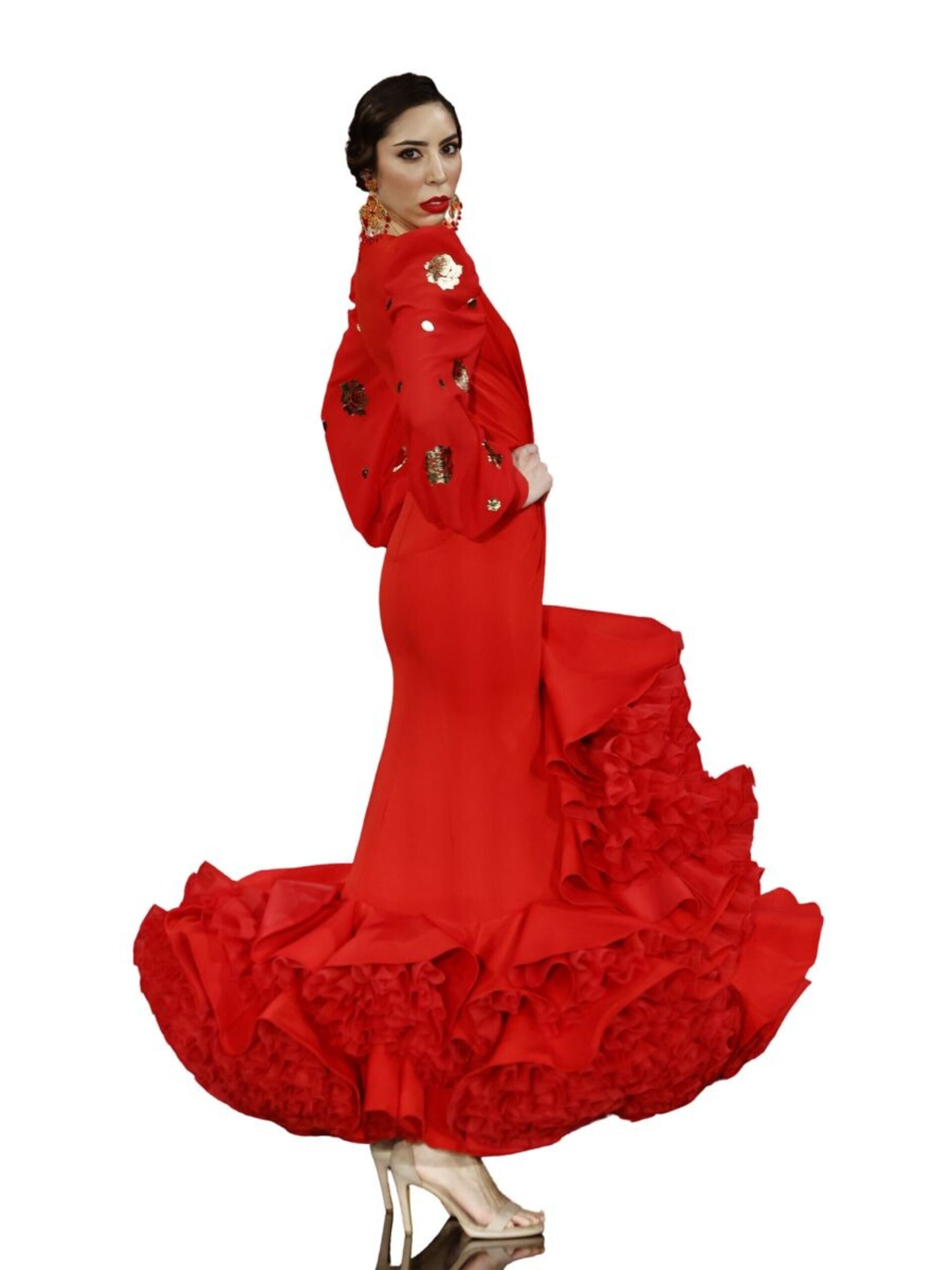 VESTIDO ROJO MANGAS GASA - 2