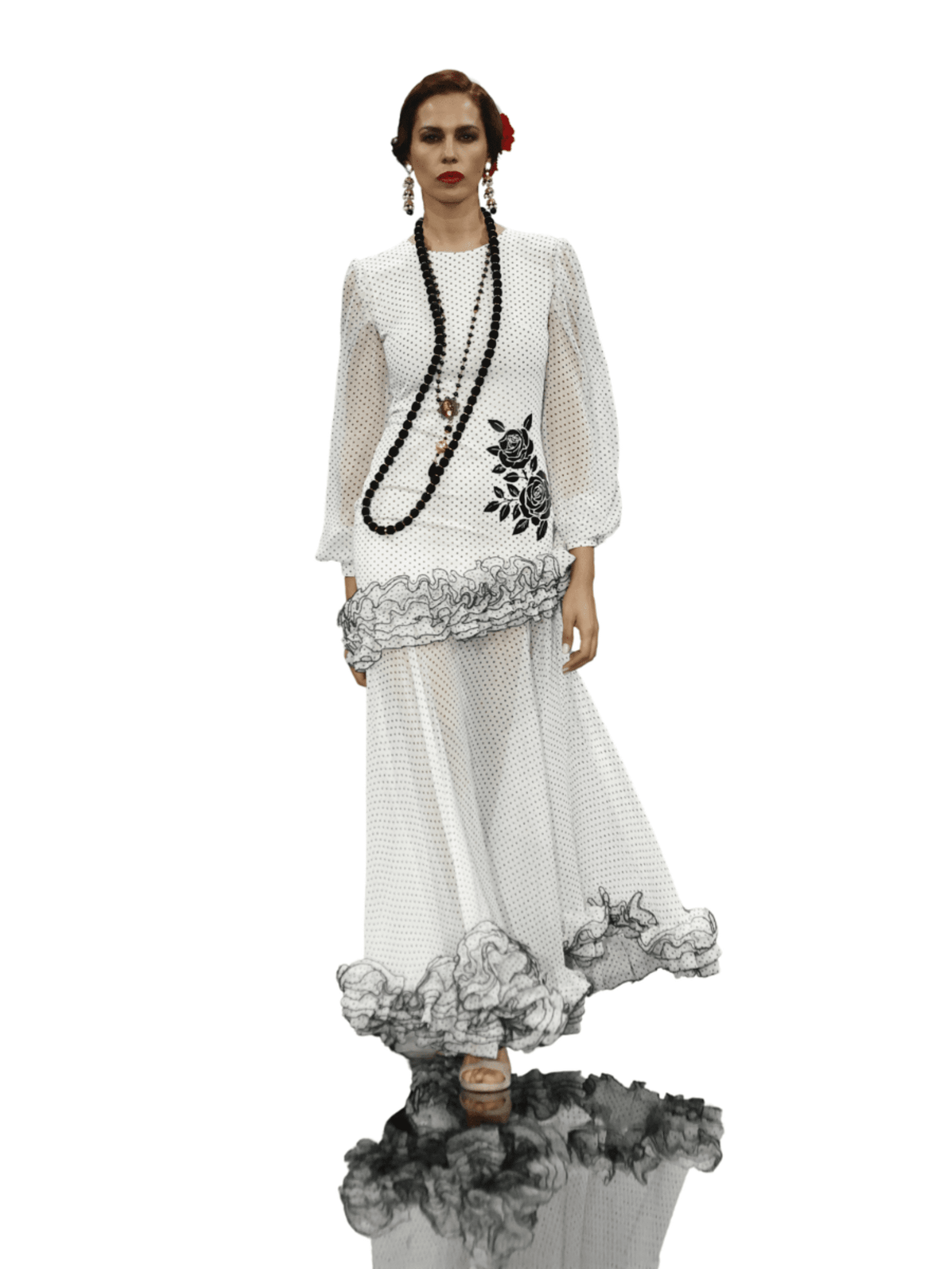 VESTIDO DE GASA CON LUNAR NEGRO - 3